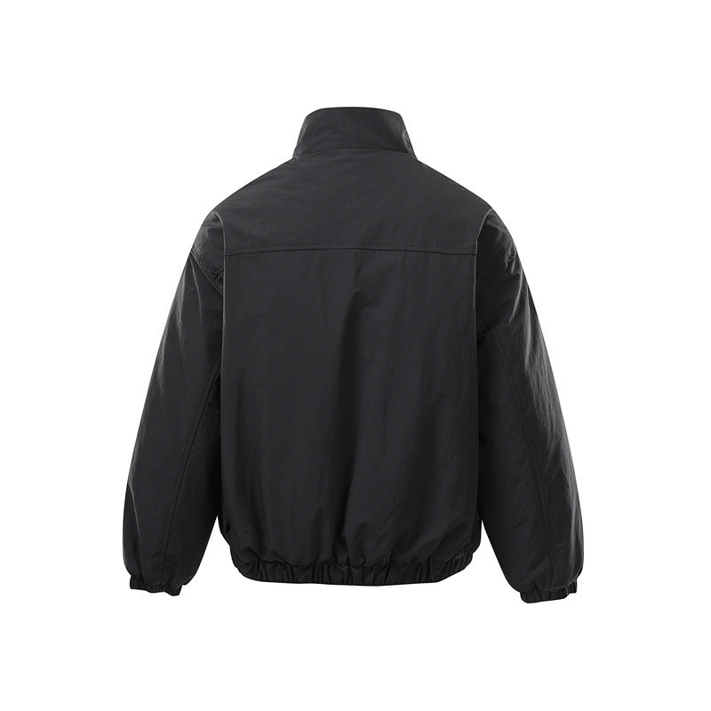 Unisex Boxy Zip Blouson Jacket with windproof microfiber cover, high stand-up collar and two-way zipper Mune Fashion