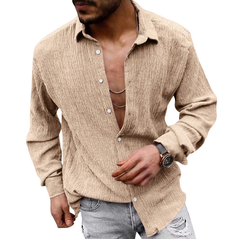 Men's structured casual shirt with crinkle look, shirt collar and laid-back oversized fit Mune Fashion
