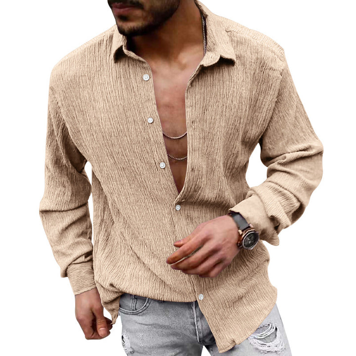 Men's structured casual shirt with crinkle look, shirt collar and laid-back oversized fit Mune Fashion