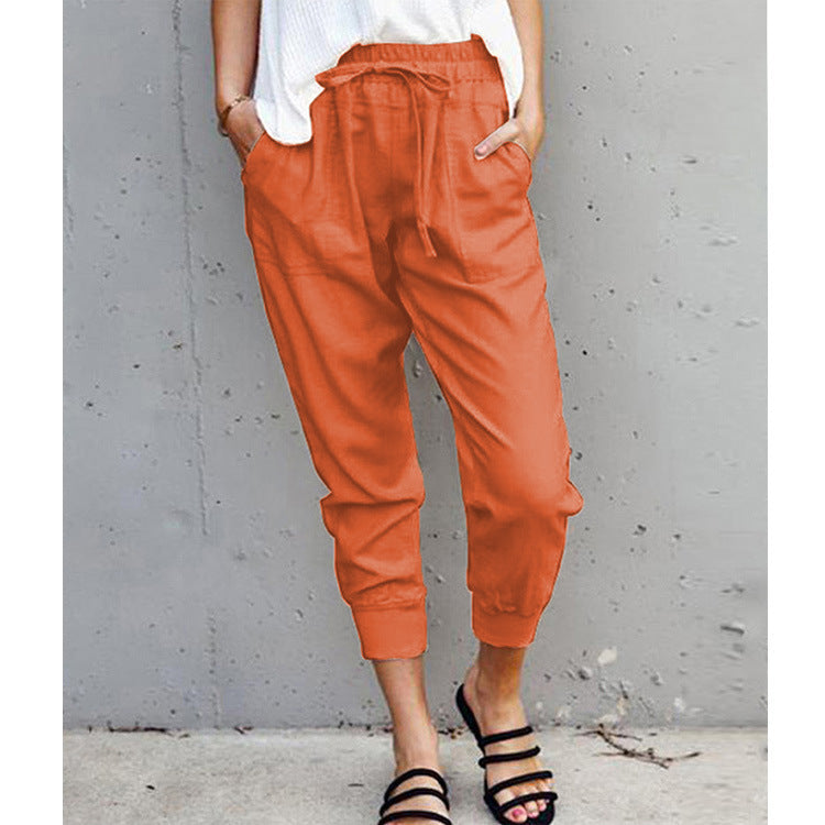 Women's jogging pants with elastic waistband, drawstring and leg cuffs Mune Fashion