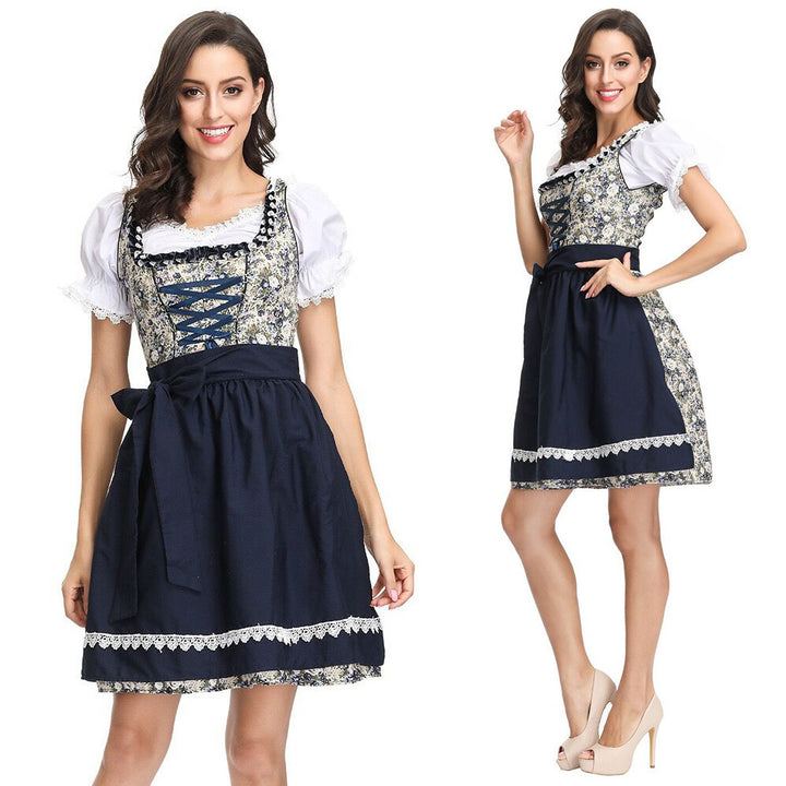 Ladies traditional Dirndl dress with laced bodice and removable apron Mune Fashion