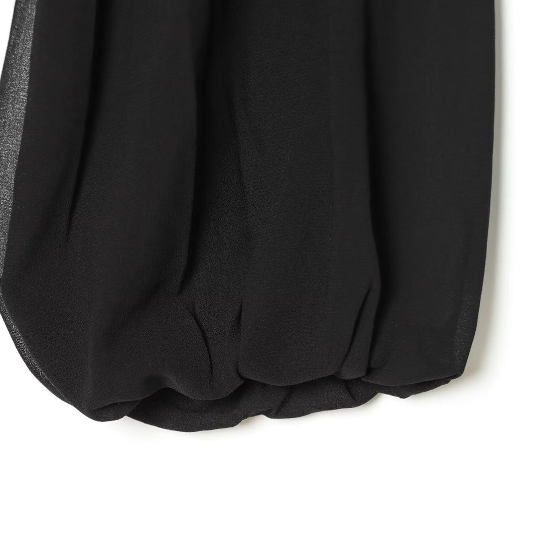 Ladies Pleated Blouse with Stand Collar and Balloon Sleeves Mune Fashion