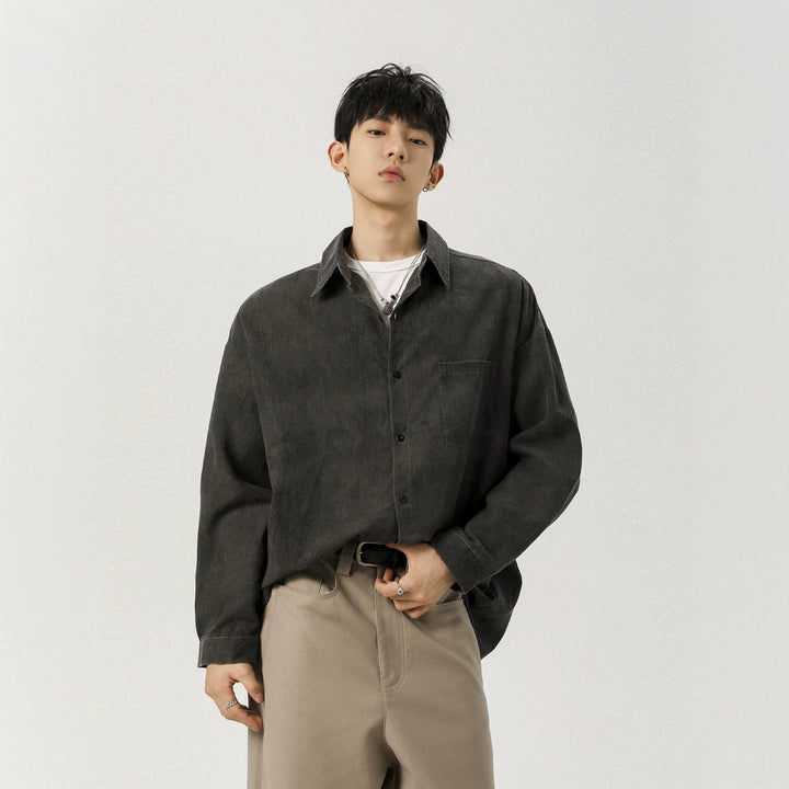 Men's Oversized Linen Look Shirt with Chest Pocket Mune Fashion
