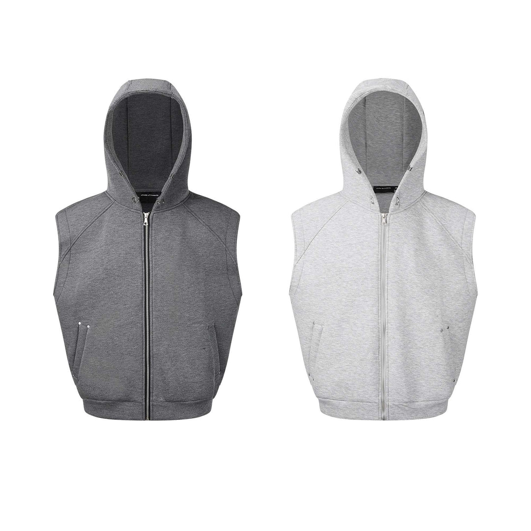 Unisex Sleeveless Hoodie Vest with Full Zipper and Kangaroo Pockets Mune Fashion