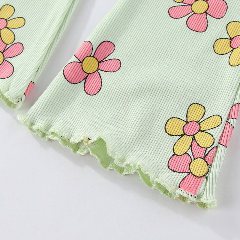 Girls Flared Leggings with Floral Design Mune Fashion