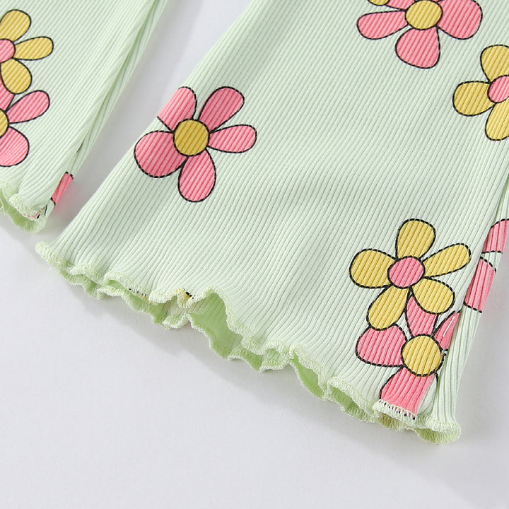 Girls Flared Leggings with Floral Design Mune Fashion