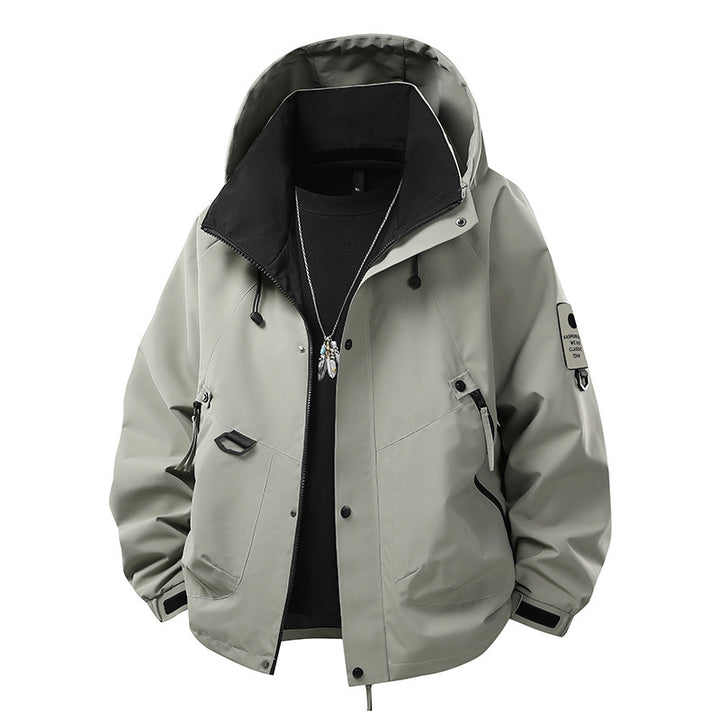 Men's Water-Repellent Hooded Utility Jacket with Multi-Pockets, Drawstring and Zipper Mune Fashion
