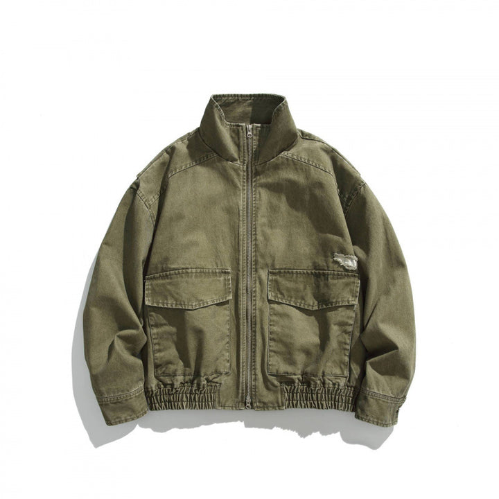 Unisex Boxy-Field Jacket in vintage canvas look with stand-up collar, flap pockets, and elastic hem Mune Fashion