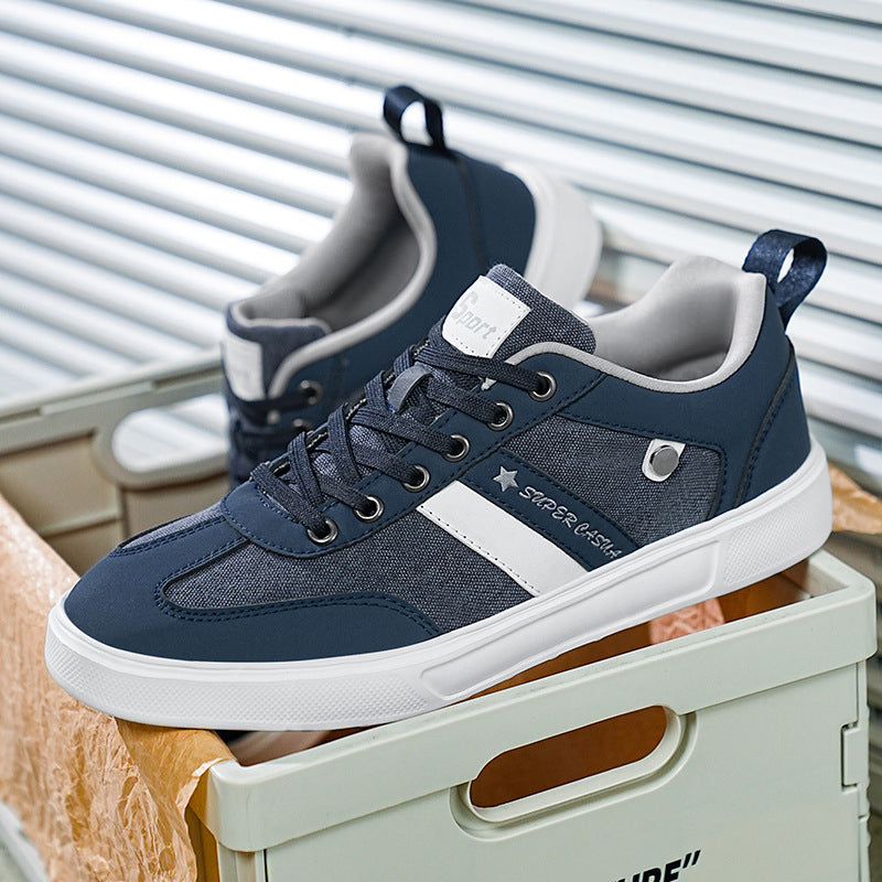 Men's urban canvas and artificial leather sneakers with padded entry and profiled rubber sole Mune Fashion