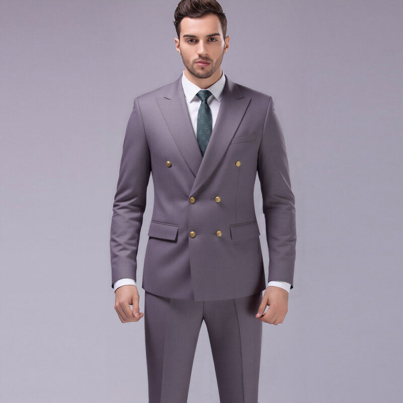 Men's double-breasted evening blazer with decorative buttons, slim silhouette and elegant finish Mune Fashion