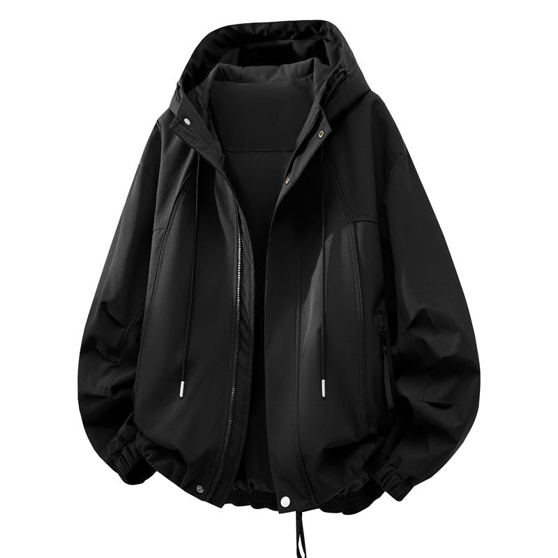 Unisex Oversize Rain and Wind Jacket with Hood, Water-Repellent Functional Membrane Mune Fashion