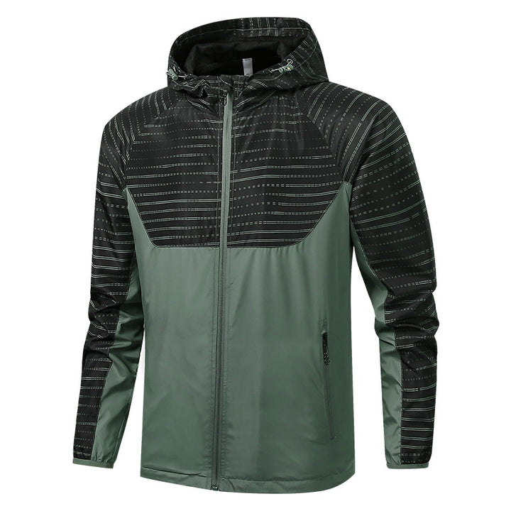 Men's Lightweight Reflective Hooded Windbreaker with Mesh Lining and Zipper Pockets Mune Fashion