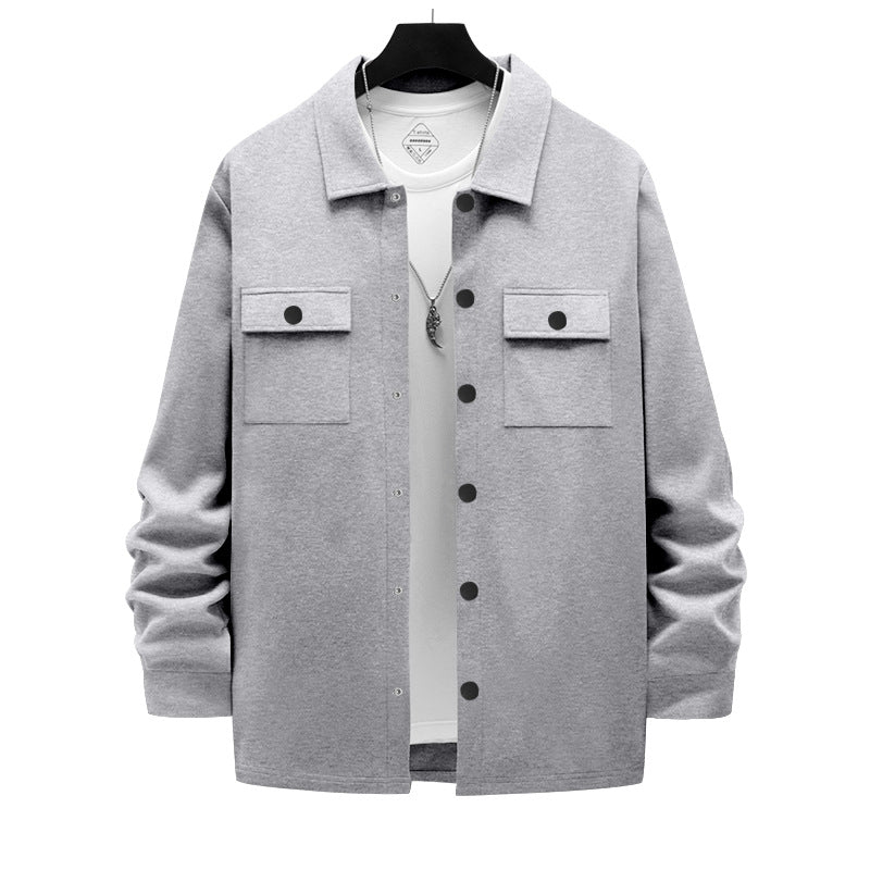 Men's work-inspired shirt jacket with button placket, patch chest pockets, and boxy fit Mune Fashion
