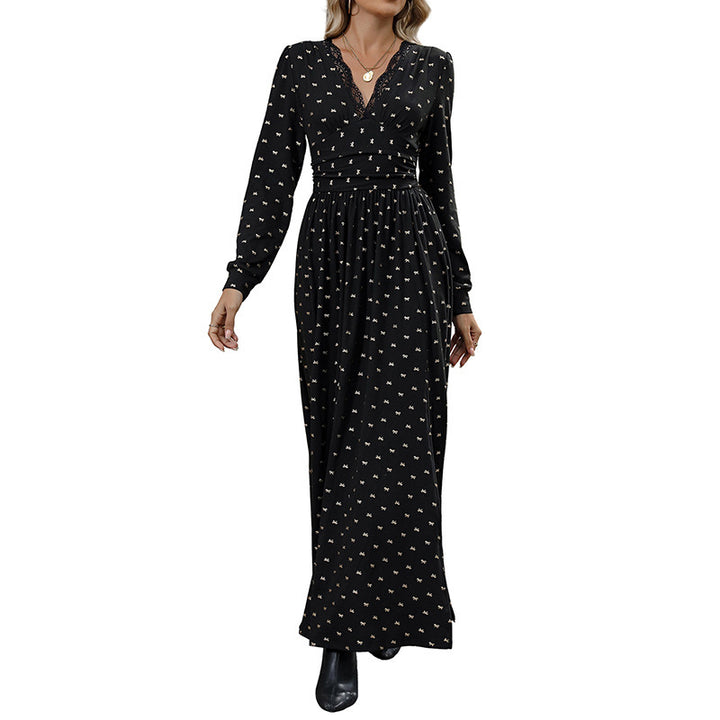 Ladies Elegant Maxi Dress with Lace and Ruffles Mune Fashion