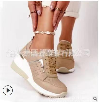 Women's platform sneaker with wedge sole, mesh and velvet mix, metallic decorative details Mune Fashion