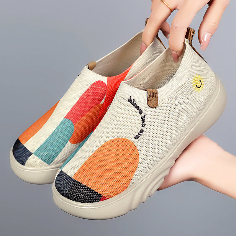 Women Fashionable Slip-On Sneakers with Breathable Mesh Construction and Unique Design Mune Fashion