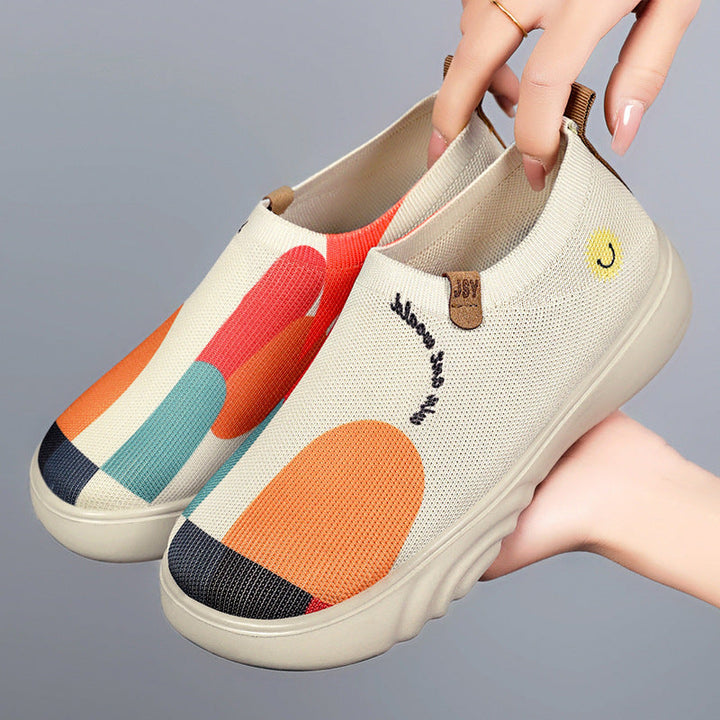 Women Fashionable Slip-On Sneakers with Breathable Mesh Construction and Unique Design Mune Fashion