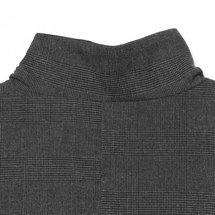 Women Checked Long Blazer with Stand Collar, Concealed Button Placket and Flap Pockets Mune Fashion