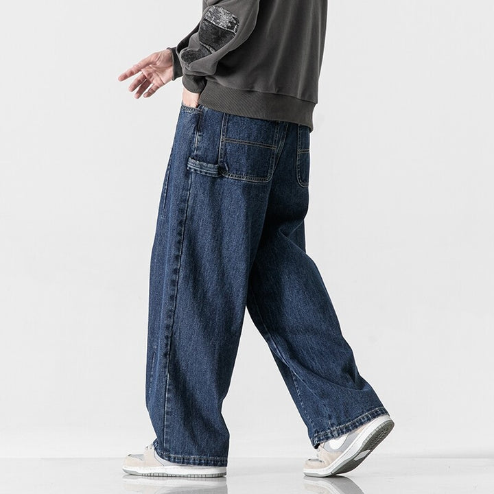 Men's Extra Wide Baggy Jeans in Vintage Wash with Drawstring and Elastic Hem Mune Fashion