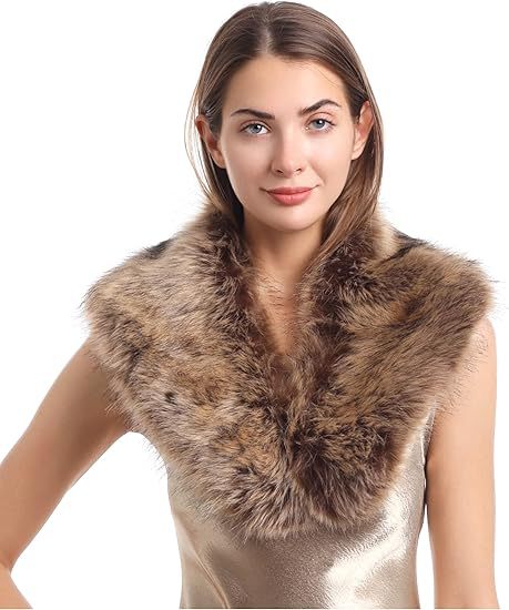 Women's Removable Faux Fur Stole with Voluminous Shawl Collar Mune Fashion