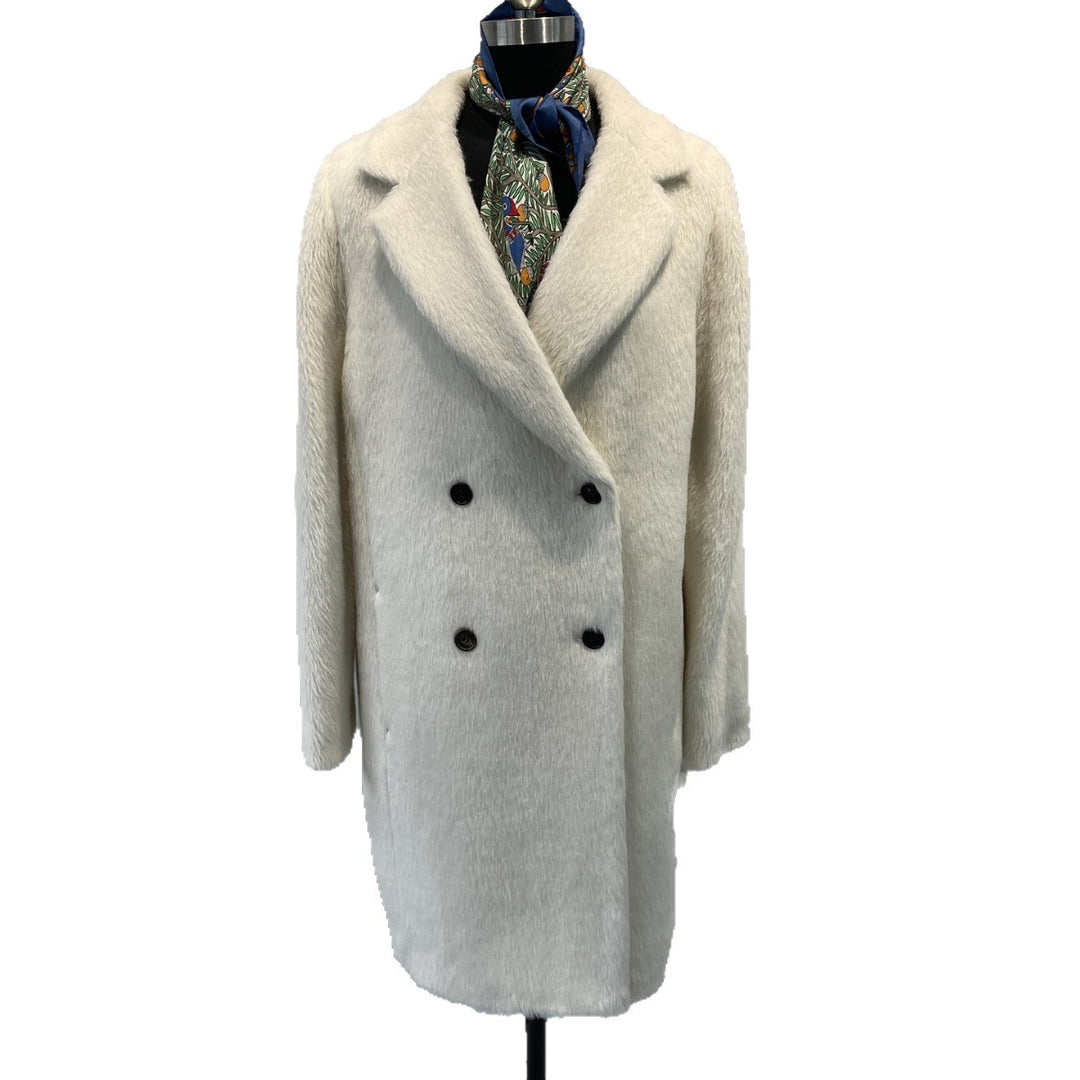 Women Luxury Double Breasted Textured Coat Mune Fashion