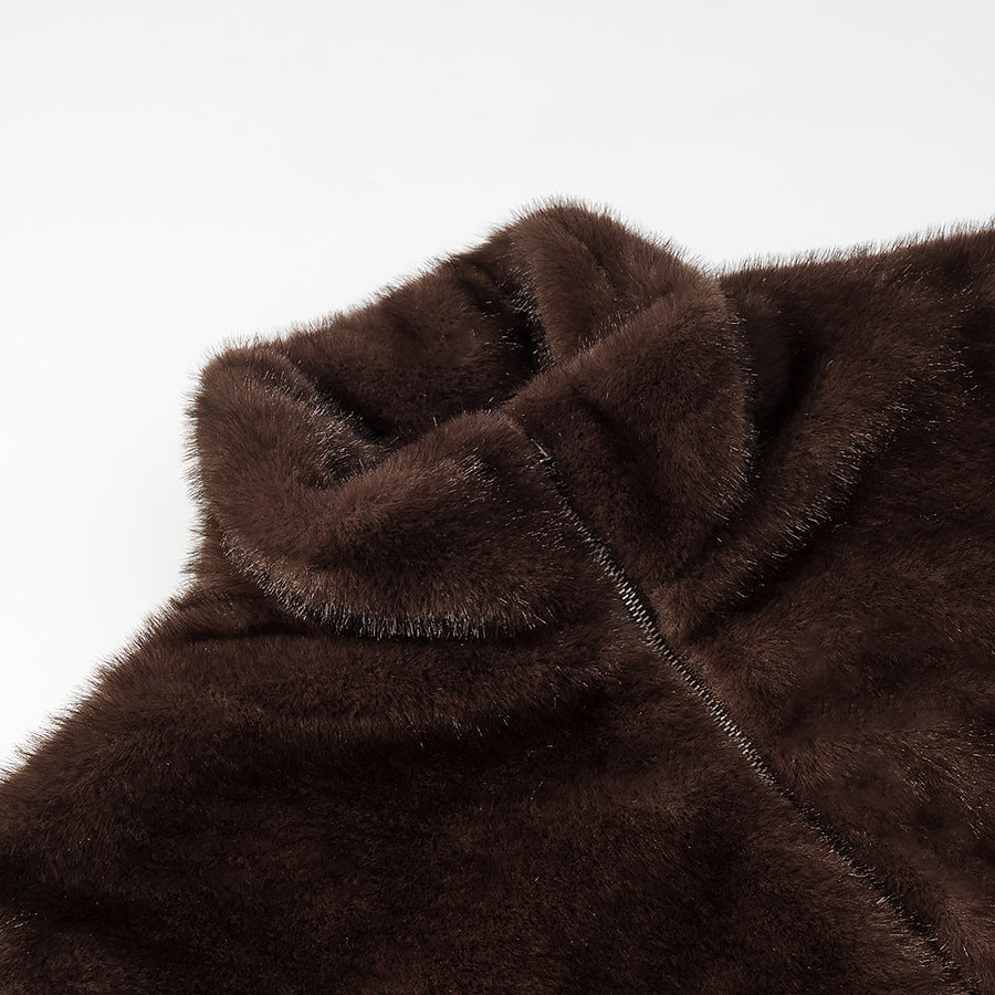 Women's Oversize Teddy-Fleece Pullover with Half Zipper and Large Flap Pocket Mune Fashion