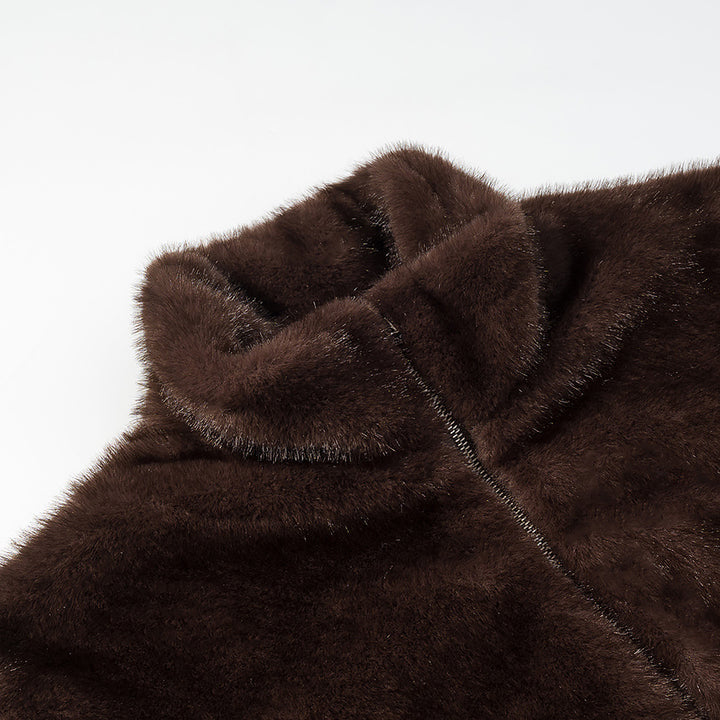 Women's Oversize Teddy-Fleece Pullover with Half Zipper and Large Flap Pocket Mune Fashion