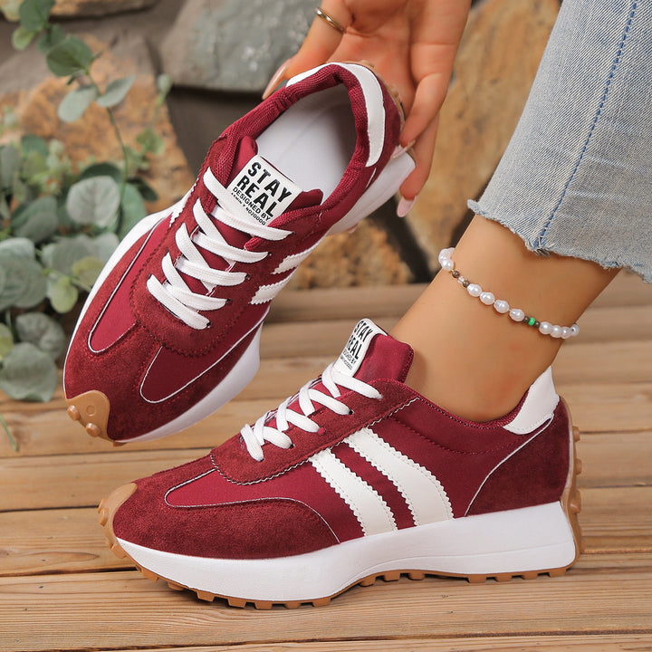 Ladies Retro Platform Sneaker with Velvet and Mesh Mix Mune Fashion