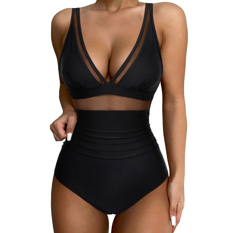 Women High-Cut Swimsuit with Fashionable Cut-Out Mune Fashion