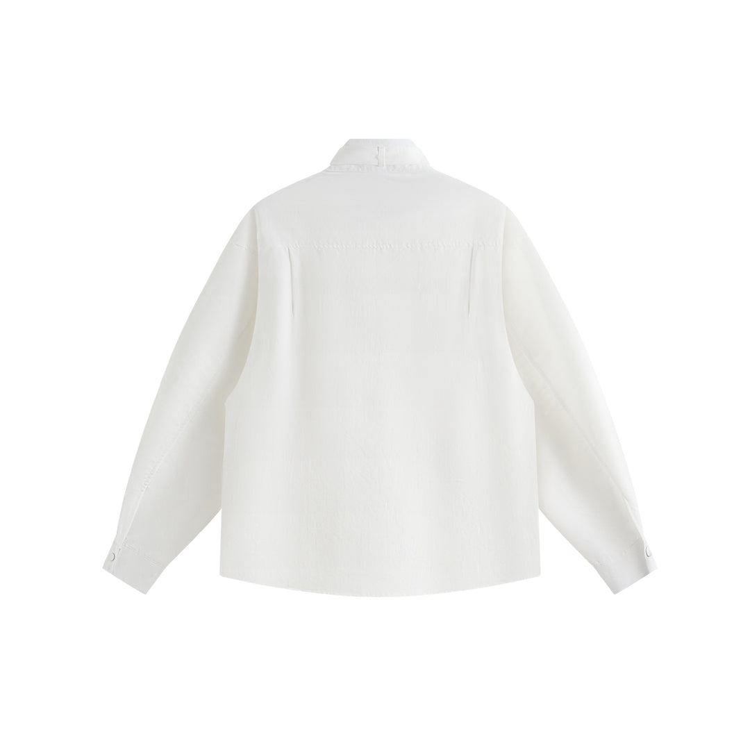 Unisex Oversize Shirt Jacket with Stand-Up Collar and Press-Stud Front Mune Fashion