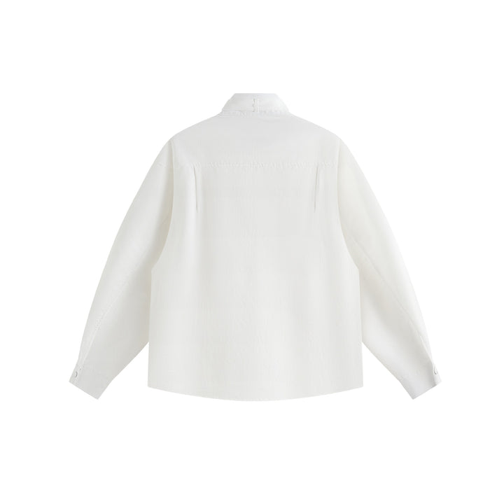 Unisex Oversize Shirt Jacket with Stand-Up Collar and Press-Stud Front Mune Fashion