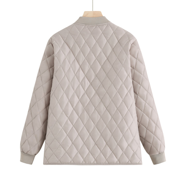 Women's quilted transition jacket with diamond stitching and ribbed collar Mune Fashion