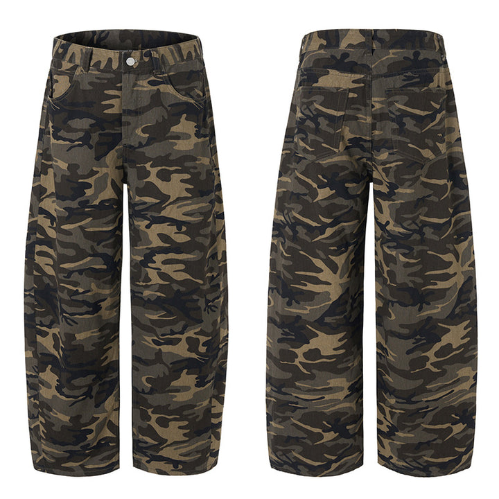 Men's Extra Long Camouflage Palazzo Pants with Extremely Wide Leg and Elastic Waist Mune Fashion