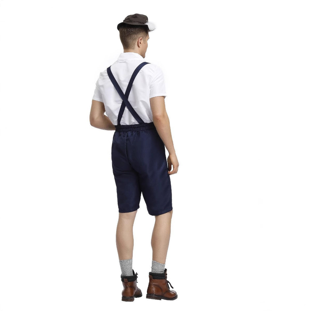 Men's traditional Oktoberfest leather shorts with adjustable straps and decorative embroidery Mune Fashion