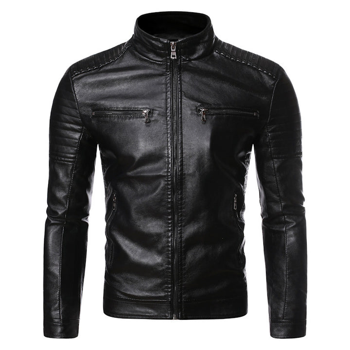 Men's Stylish Leather Jacket with Quilted Details Mune Fashion