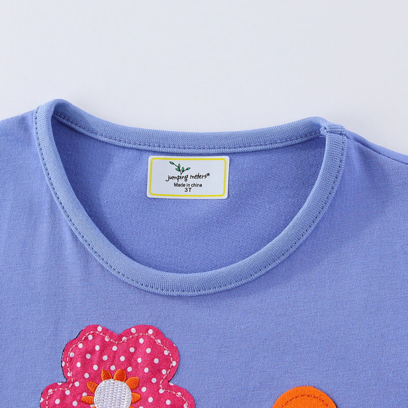 Girls cotton dress with hand-stitched unicorn appliqué Mune Fashion