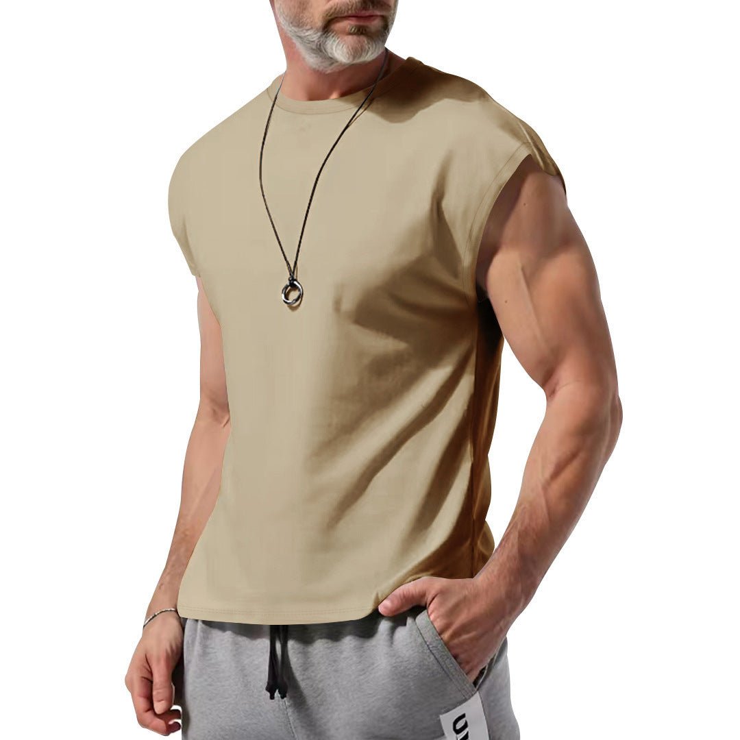Men's lightweight athletic sleeveless muscle shirt with raw arm finish and elastic cotton blend Mune Fashion