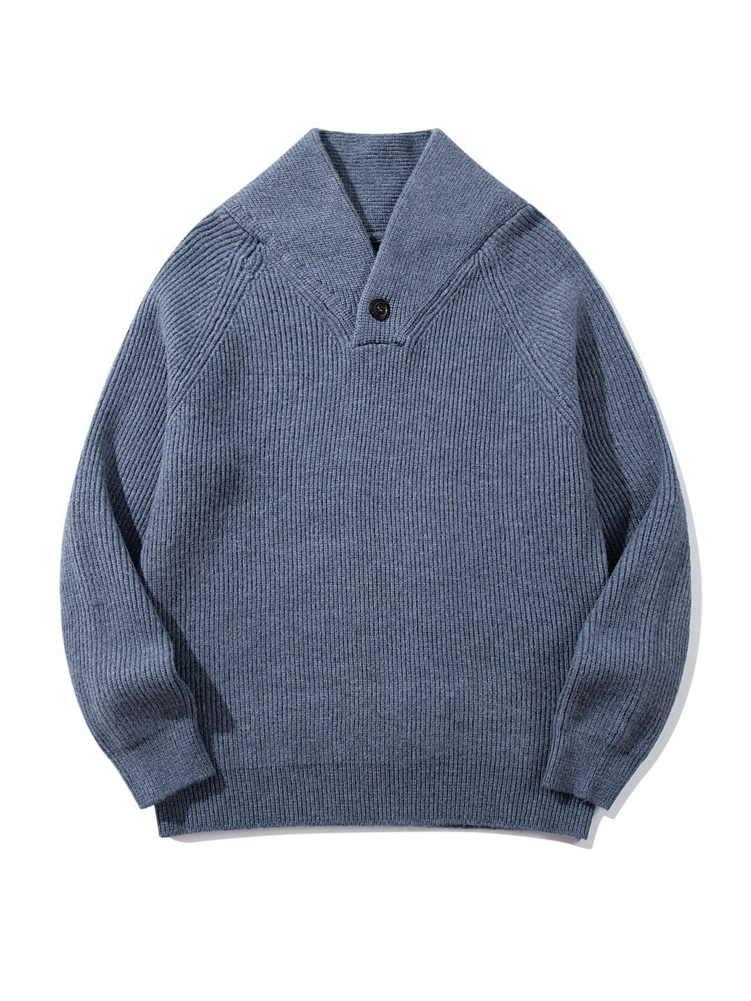 Unisex Ribbed Shawl Collar Sweater with One-Button Detail Mune Fashion