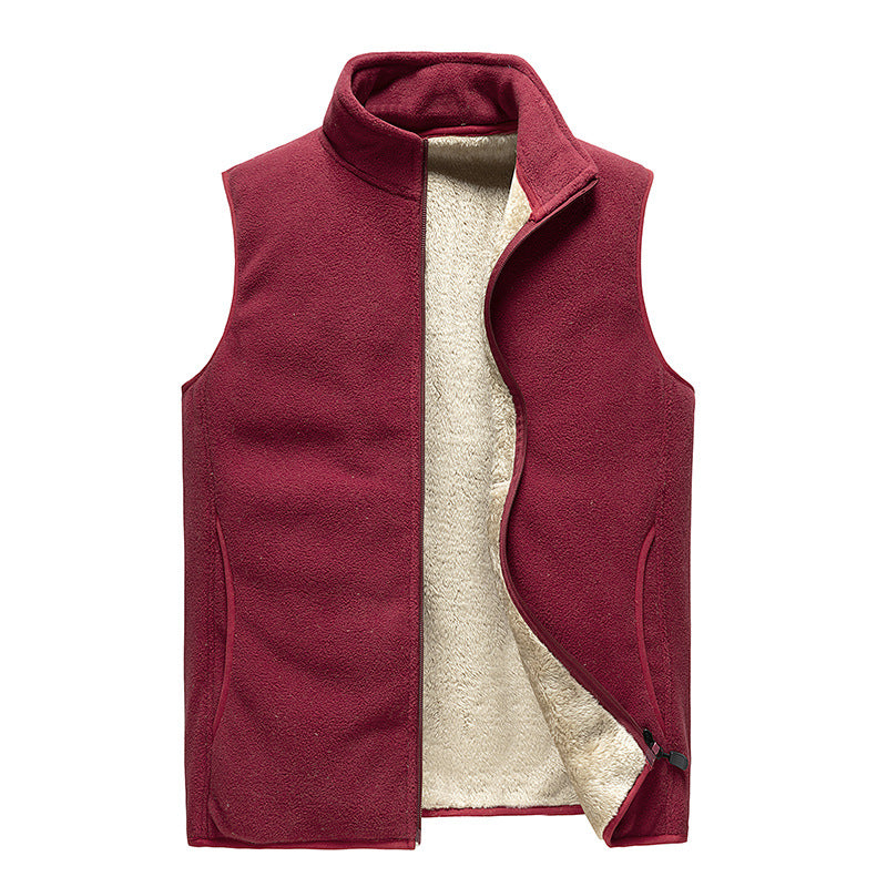 Men's Cozy Thermal Fleece Vest with Sherpa Lining, Stand-Up Collar and Zipper Closure