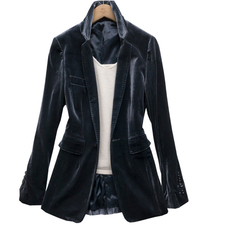 Ladies Elegant Velvet Blazer with Slim Fit Mune Fashion