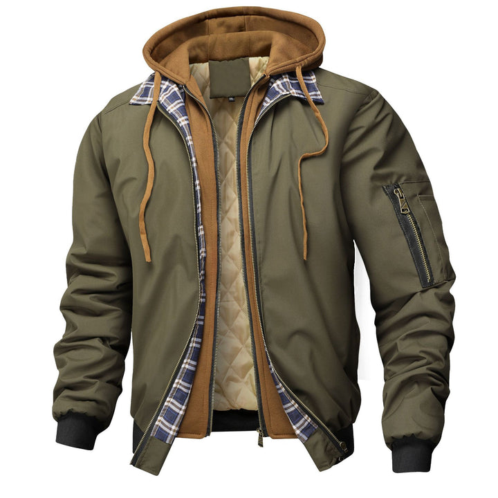 Men's Layered Transition Jacket with Hood, Quilted Inner Placket and Utility Arm Pocket Mune Fashion