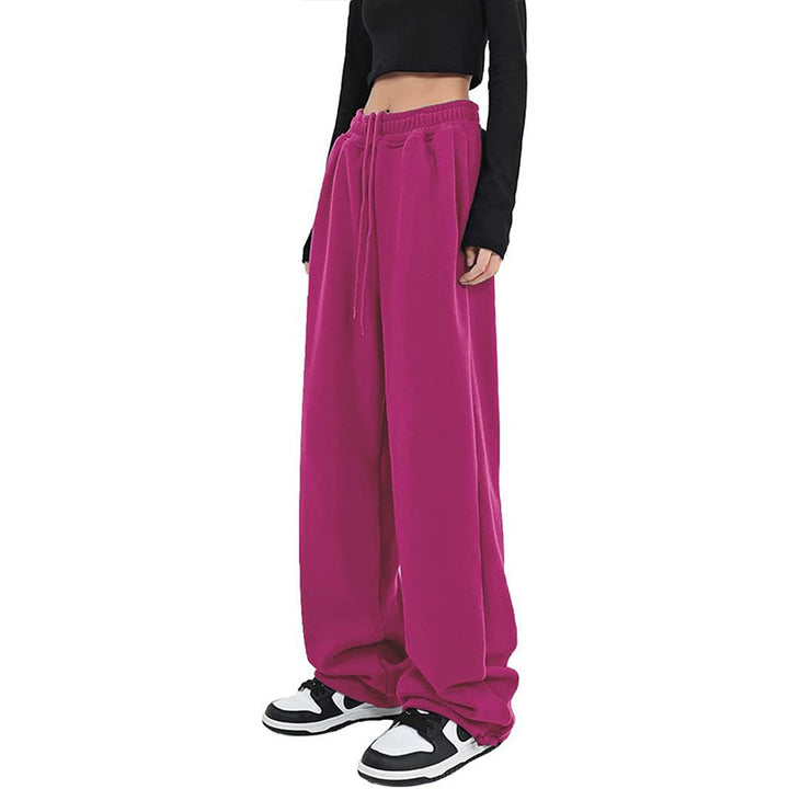 Women's casually falling Palazzo trousers made of sweat fabric with a high-cut comfort waistband, drawstring and side pockets Mune Fashion