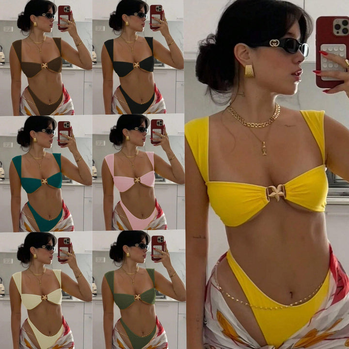 Women's bikini set with elegant knot detail and high-quality binding pattern Mune Fashion