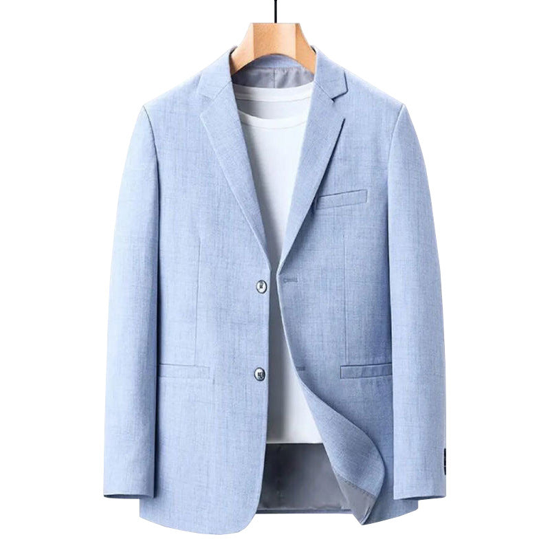 Men's Lightweight Unlined Blazer in Linen Look with Notch Lapel and Two-Button Closure Mune Fashion