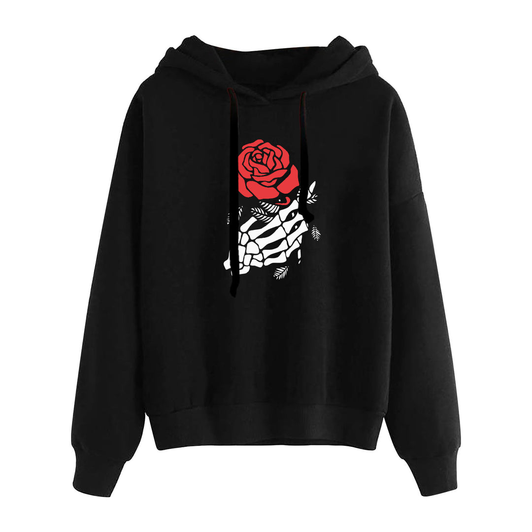 Women's casual oversized hoodie with heart and paw print, drawstring and ribbed cuffs Mune Fashion