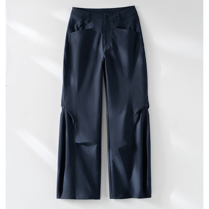 Women Wide High-Cut Trousers with Side Slit Panels and Distinctive Seam Details Mune Fashion