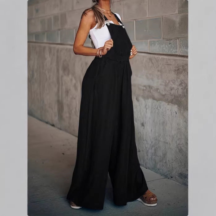 Ladies Wide Overalls in Palazzo Style with Adjustable Straps Mune Fashion