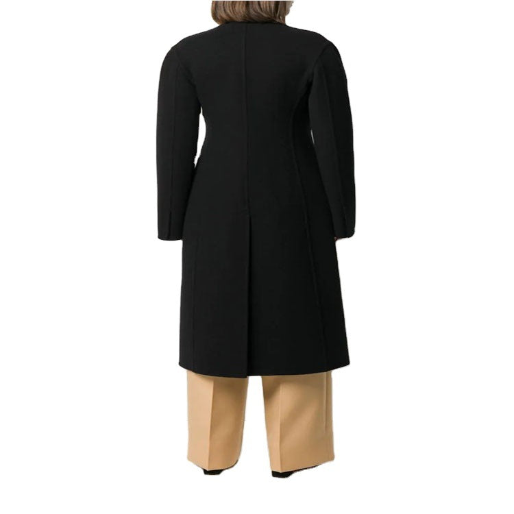 Women's Single-breasted Midi Coat in Clean-Tailoring with Subtle Metal Buttons and Tailored Seam Mune Fashion