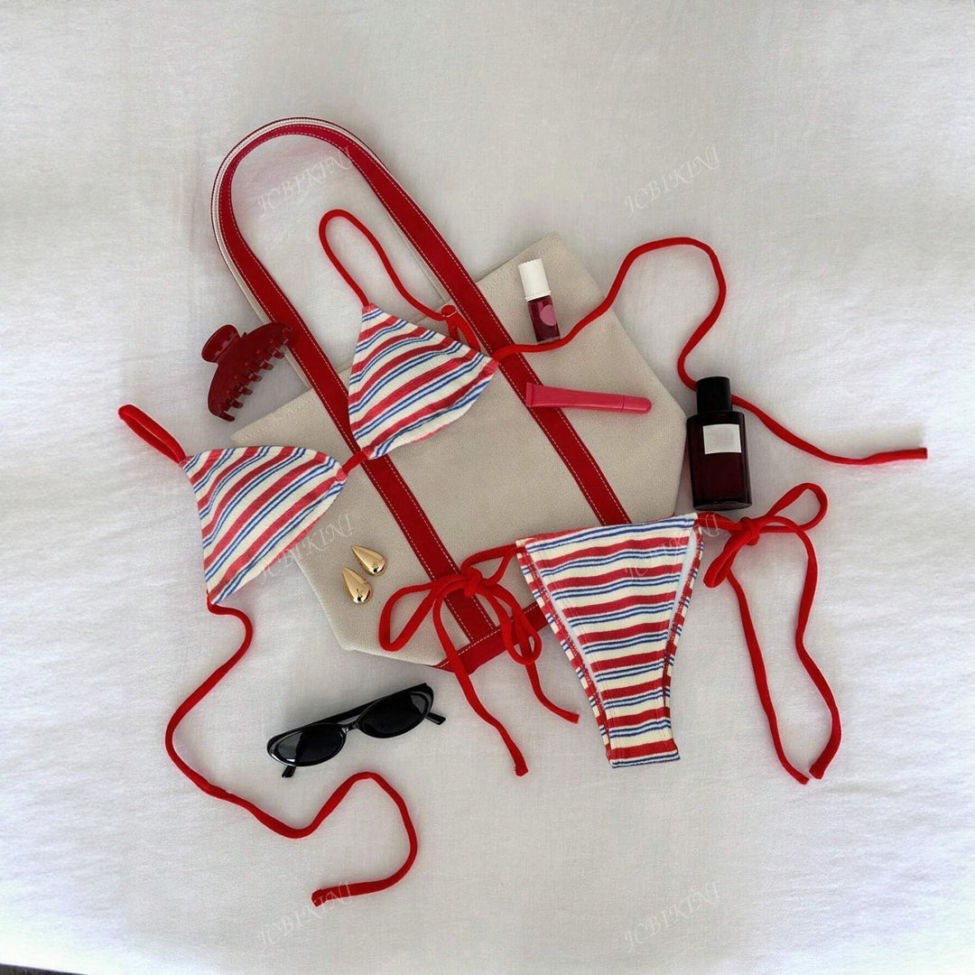 Women's Triangle Bikini Set with Playful Design and Adjustable Straps Mune Fashion
