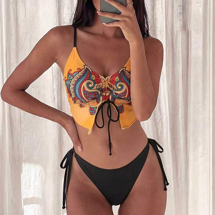 Ladies Bikini Top with artistic pattern print and adjustable straps Mune Fashion